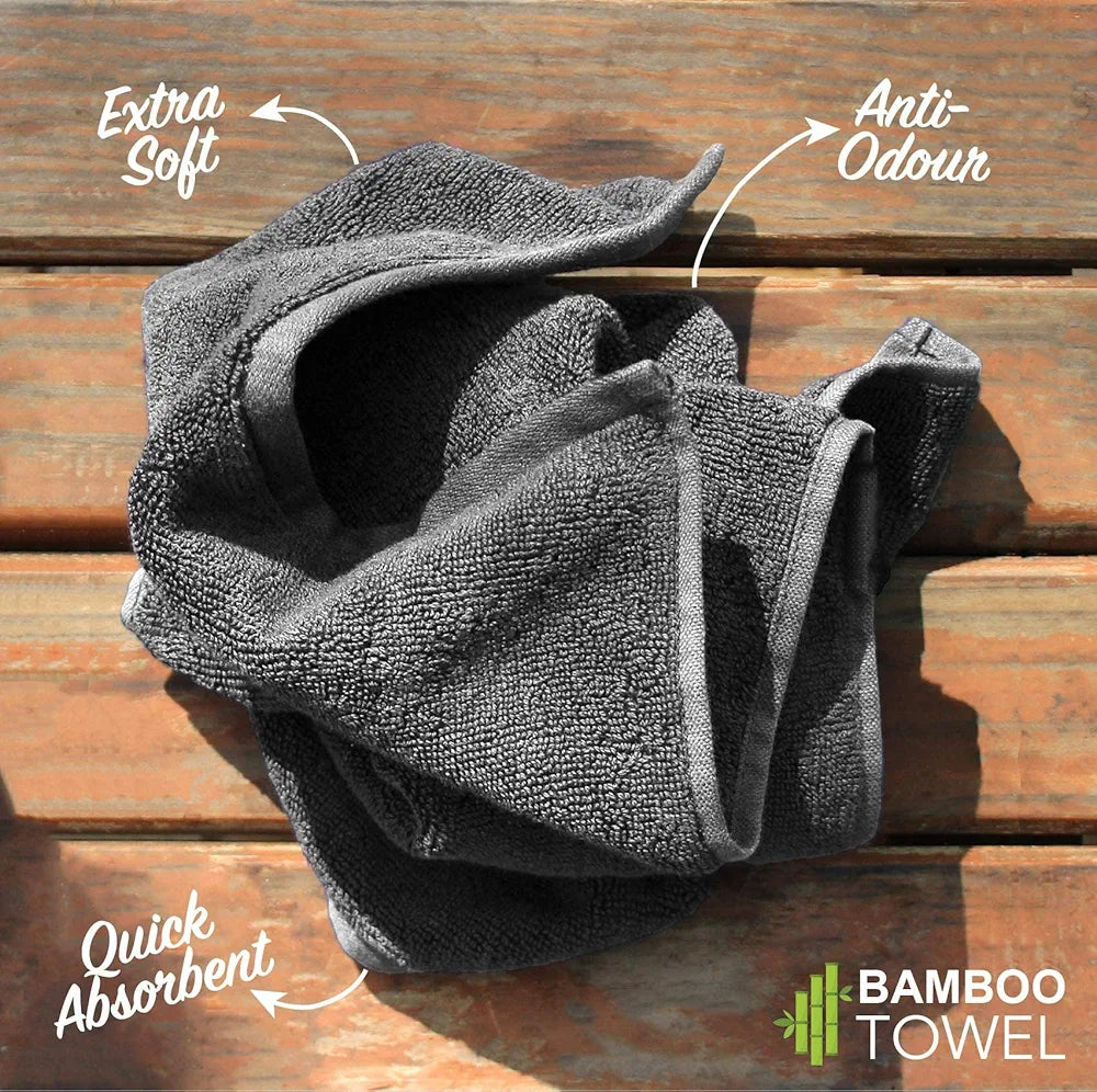 HEELIUM Bamboo Bath Towel | Ultra Absorbent | 3X Softer Than Cotton Towels | 140 x 70 cm - 600 GSM | Pack of 1 - Grey